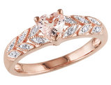1/2 Carat (ctw) Morganite Heart Promise Ring with Diamonds in Rose Plated Sterling Silver